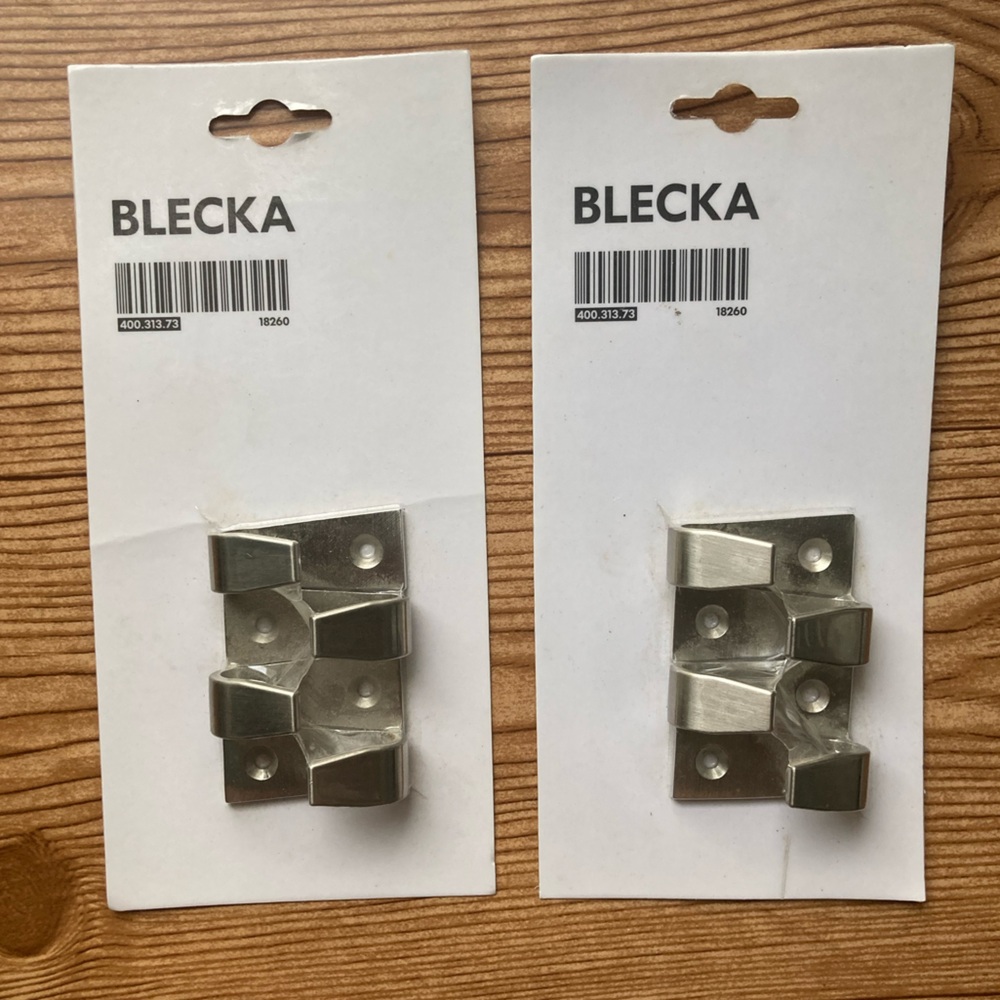 Lot Of 2 Packs IKEA Blecka Hooks Nickel Plated 2 Inch Total Of 8 Hooks Brutalist